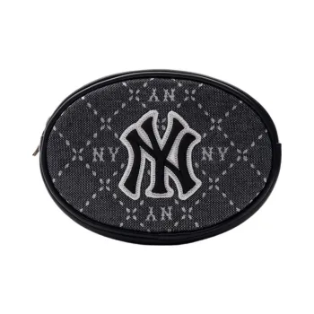 MLB Artificial Leather Round Cake Bag Shoulder Bag Crossbody Bag Unisex Black
