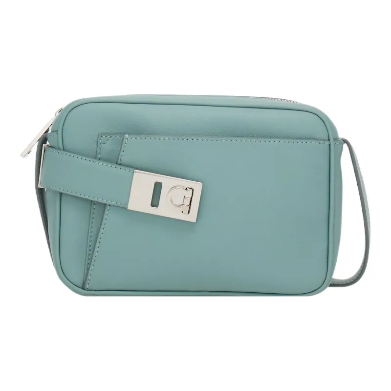 FERRAGAMO Calfskin Camera Bag Shoulder Bag Crossbody Bag Small Size Men's Light Blue-0
