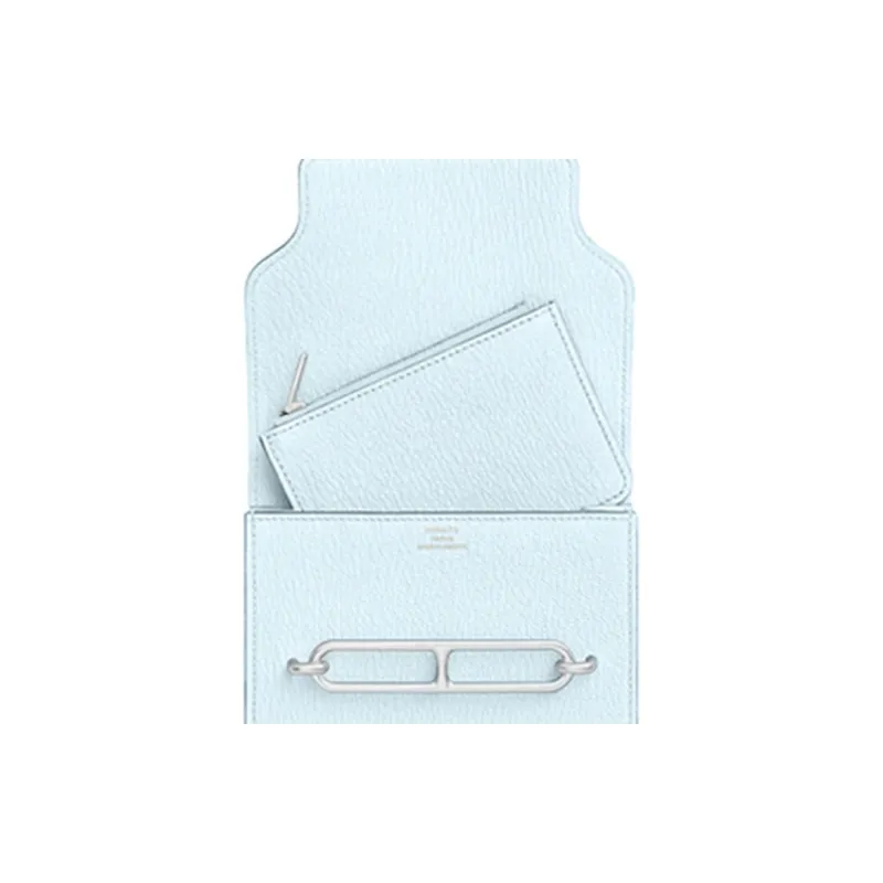 HERMES Roulis Mysore Goat Skin Pig Nose Fanny Pack Card Holder Coin Purse Wallet Regular Women's T0 Misty Blue-3