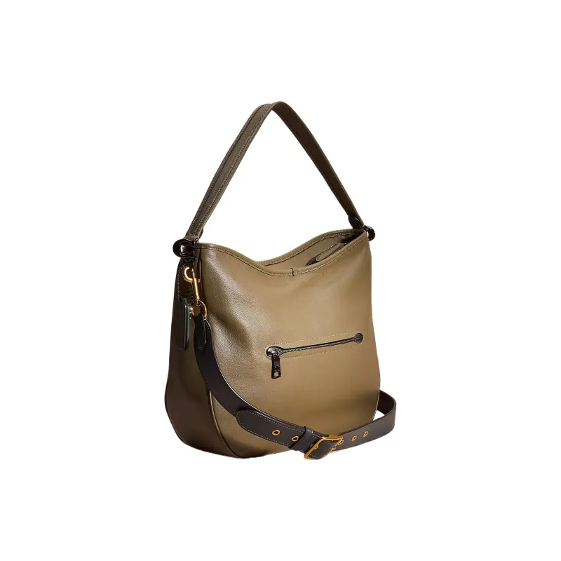 COACH Tabby Leather Hobo Bag, Handbag, Shoulder Bag Large Size Women's Brass With Army Green-1