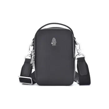 Hush Puppies Cow Leather Crossbody Bag, Shoulder Bag Medium Size Men's Black