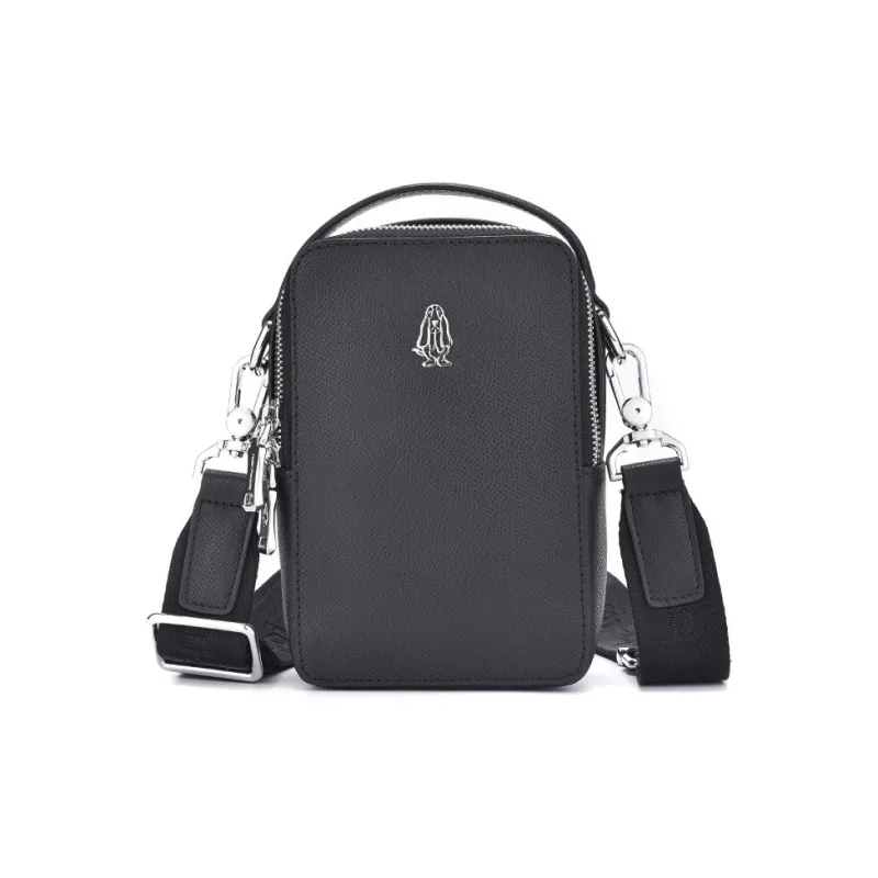 Hush Puppies Cow Leather Crossbody Bag, Shoulder Bag Medium Size Men's Black-0