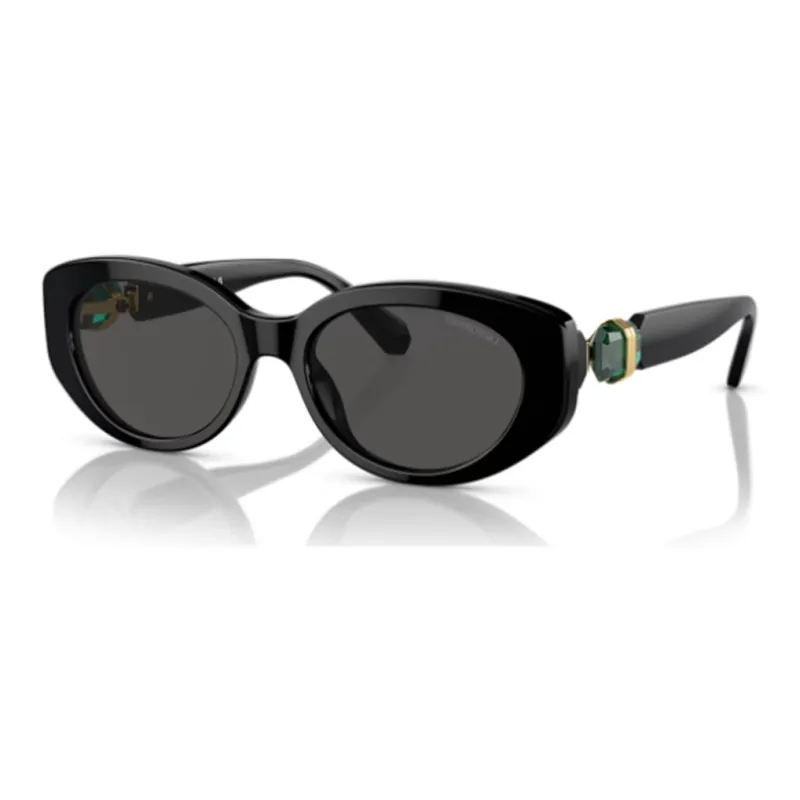 Swarovski Lucent Acetate Crystal Irregular Shape Sunglasses Women's Black-0