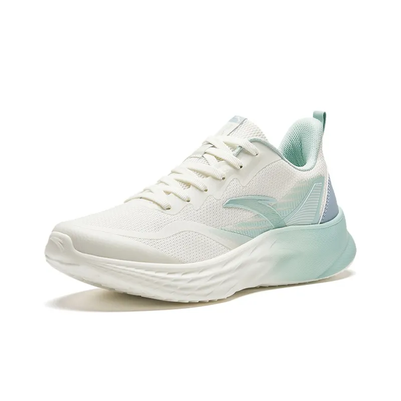 Anta Cushioning Wear Resistant Low Top Running Shoes Women's White Teal Blue-1