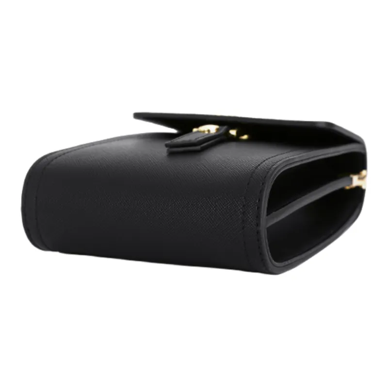 Versman PU Shoulder Bag Commute Crossbody Bag Handbag Small Size Women's Classic Black Ecru-3
