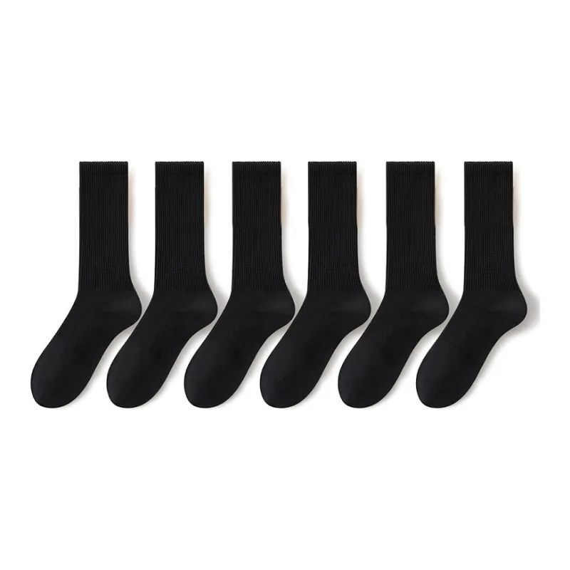 B&C.Room Mid Calf Socks Unisex 6 Pack Black White Gray-4