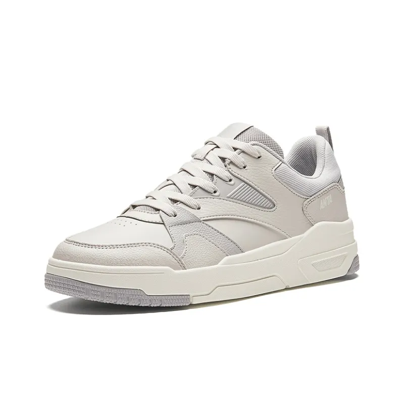 Anta Slip Resistant Cushioning Wear Resistant Low Top Skateboard Shoes Men's Gray-1