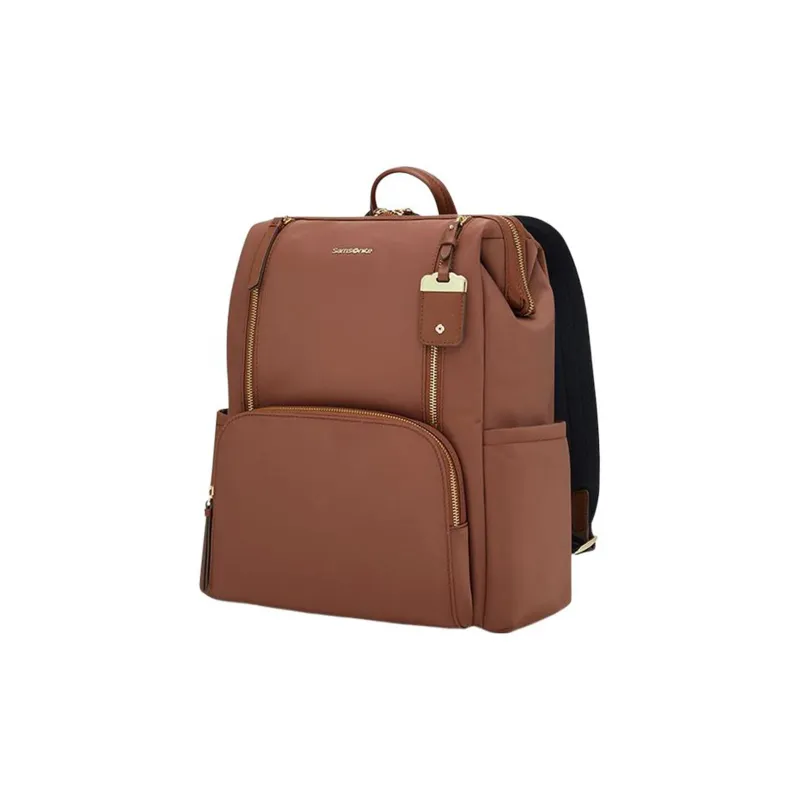SAMSONITE Fabric, Cow Leather, Synthetic Leather Backpack Regular Women's Rich Rusty-1