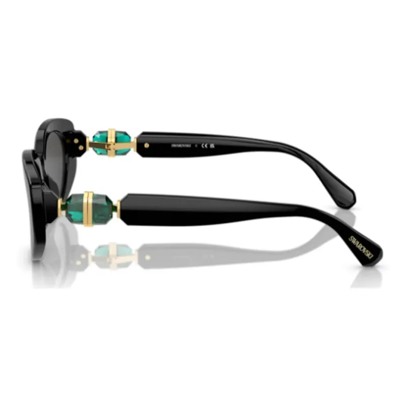 Swarovski Lucent Acetate Crystal Irregular Shape Sunglasses Women's Black-2