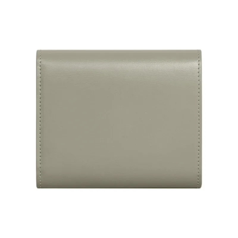 CELINE Triomphe Shiny Calfskin Wallet Small Size Women's Green Clay-2