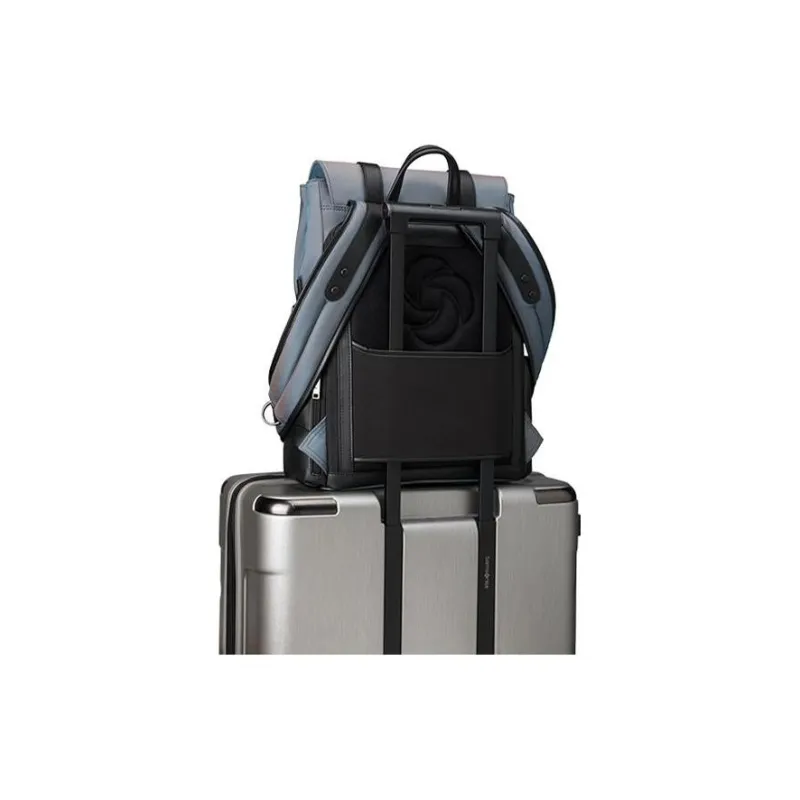 SAMSONITE Fabric With Cow Leather Backpack Regular Men's Blue-5