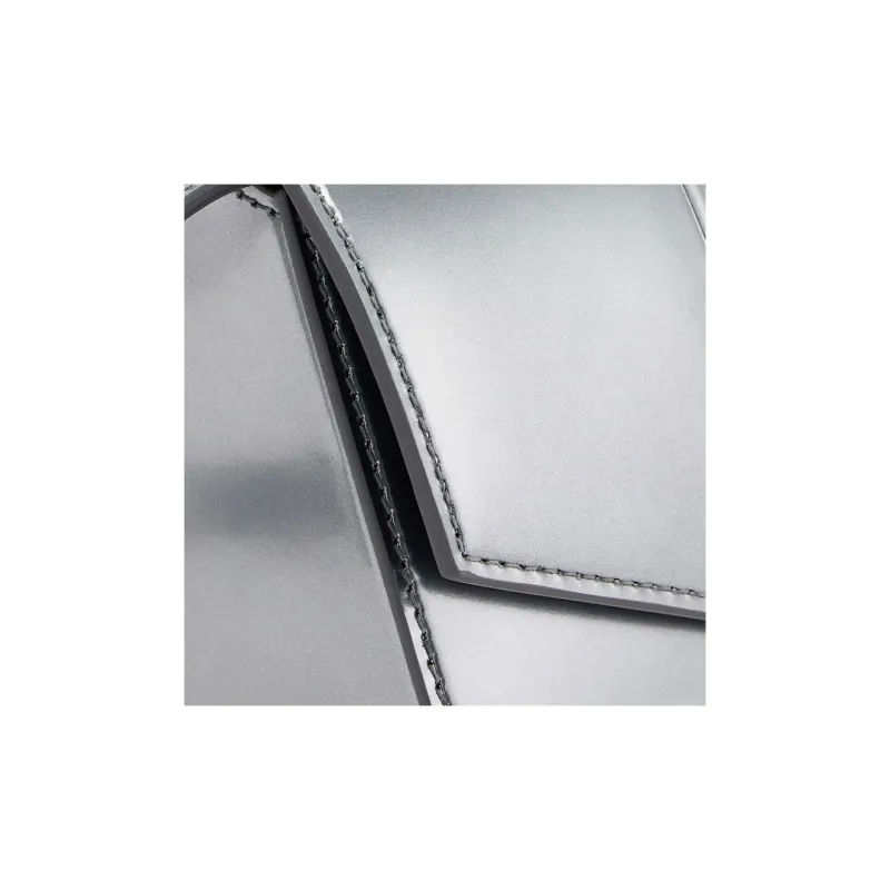 FERRAGAMO Layered Calfskin Shoulder Bag Crossbody Bag Men's Silver-4