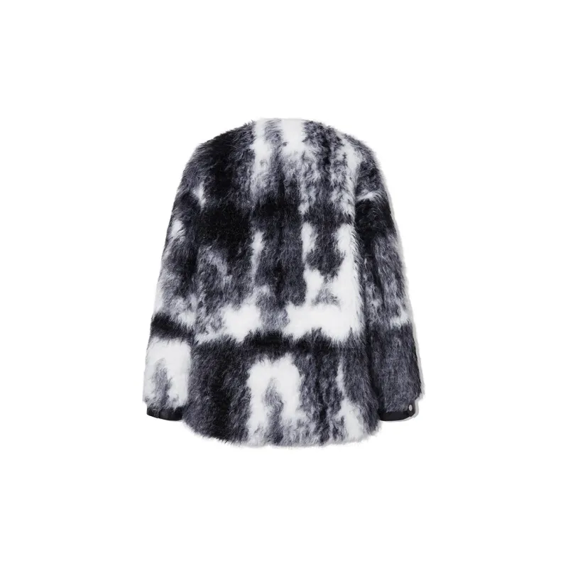 LA CRAWFISH Velvet-feel Coat Women's White Ginger Ink Wash-1