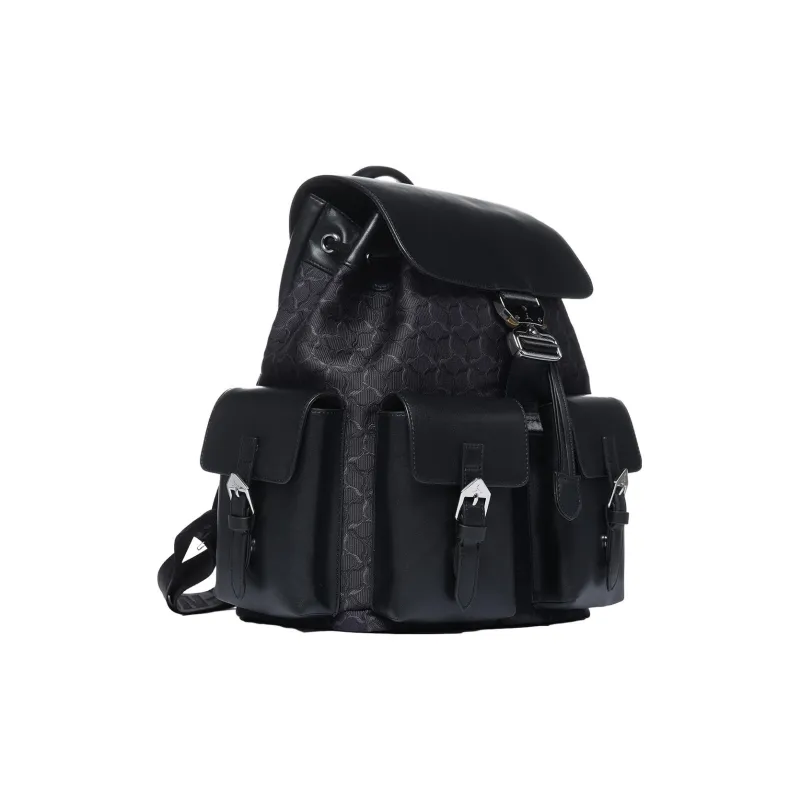 LI NING 1990 Fabric With Synthetic Leather Backpack Regular Unisex Black-1