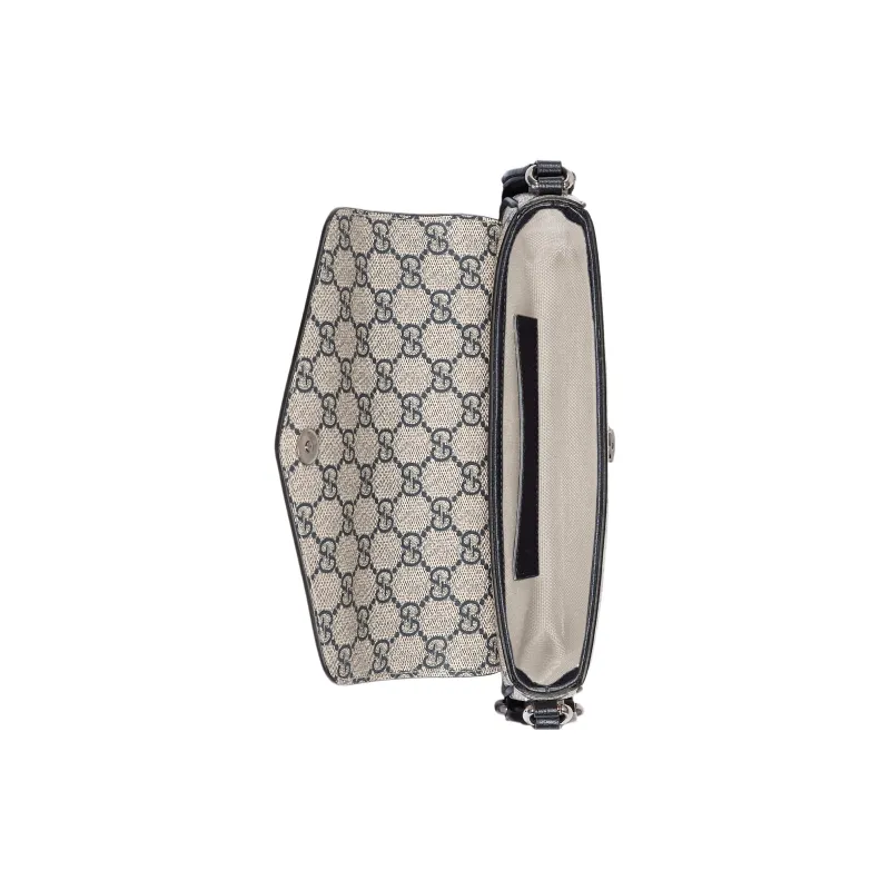 GUCCI Ophidia Canvas With Leather Trim Canvas Bag Shoulder Bag Crossbody Bag Mini Women's Beige & Blue-6