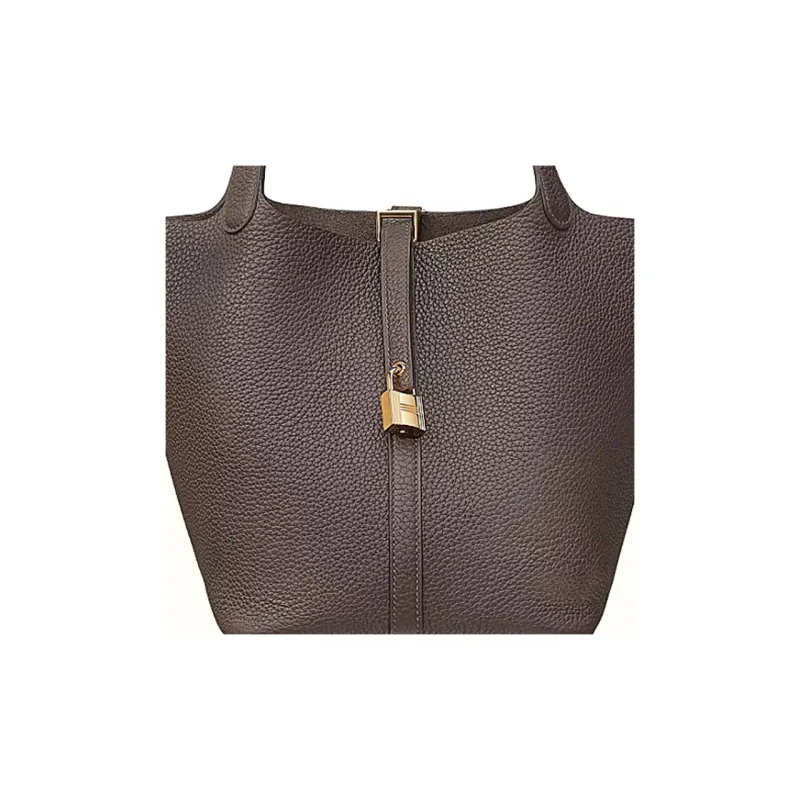 HERMES Picotin Lock Taurillon Clemence Leather Basket Bag, Bucket Bag, Handbag Women's 46 Ebene Ebony-7