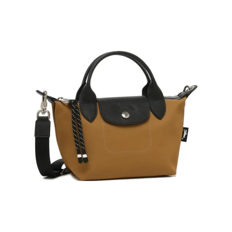 LONGCHAMP Canvas With Leather Canvas Bag Dumpling Bag One Shoulder Handbag Extra Small Women's Tobacco-1