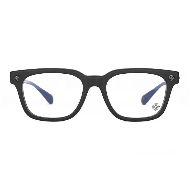 Chrome Hearts Plate Frame Silver Irregular Shape Eyeglass Frames Unisex Black-1