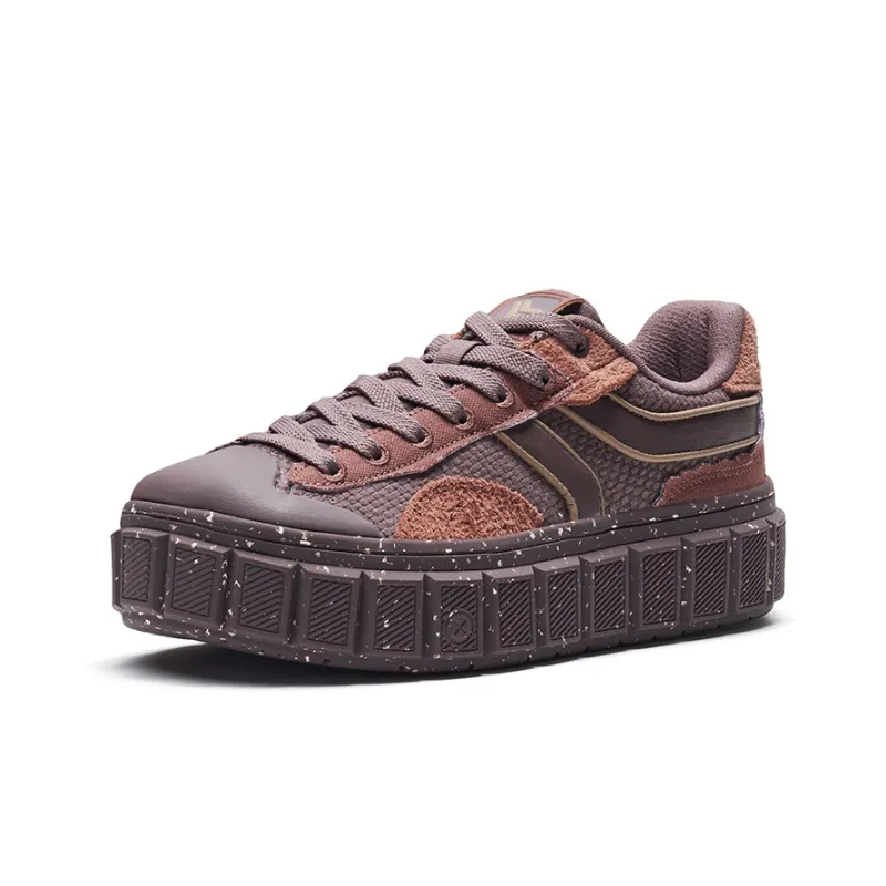 XTEP Chocolate Π Low-Top Skateboard Shoes Women's Tan-1