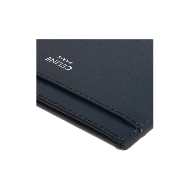 CELINE Shiny Calfskin Card Holder Regular Men's Blue-3