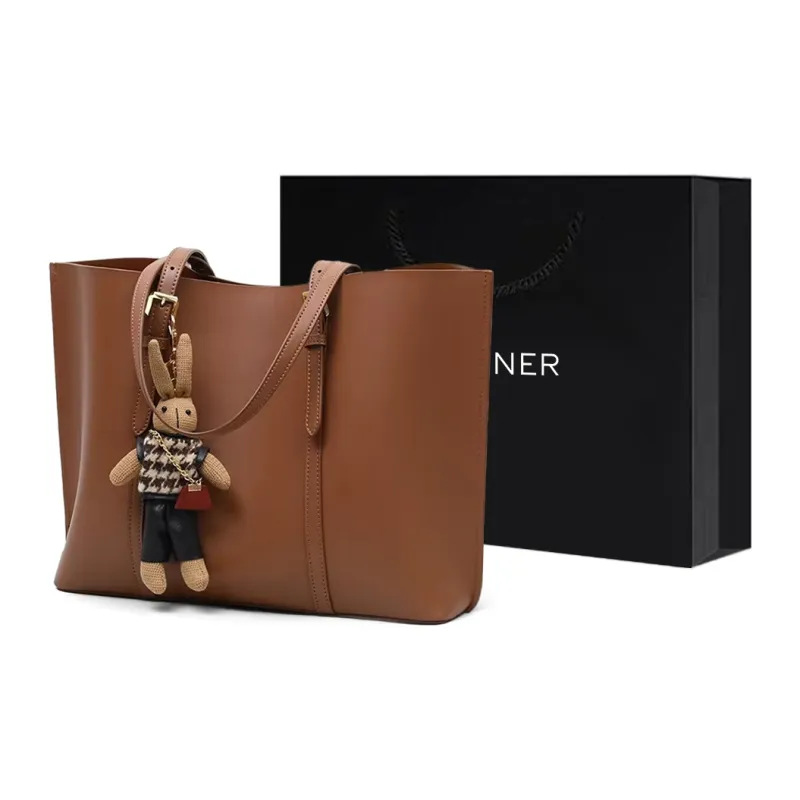 C°BANNER Cow Leather With Synthetic Leather Tote Bag, Shopping Bag, Shoulder Bag Women's Smoke Gray-0