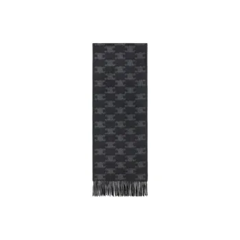 CELINE Fringed Scarf In Monogram Cashmere