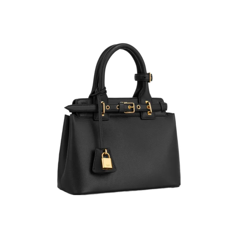 CELINE Soft Cow Leather Shoulder Bag Crossbody Bag Handbag Regular Women's Black-1