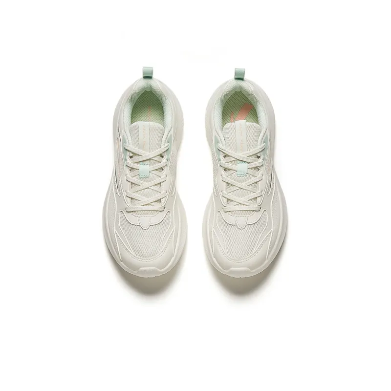 Anta Cushioning Abrasion Resistant Lightweight Low Top Running Shoes Women's White Green Pink-2