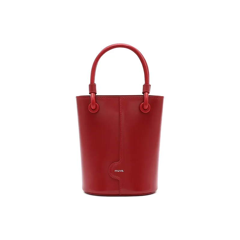 MUVA Cow Leather One Shoulder Handbag Trumpets Women's Milkshake White/Cream Yellow/Twilight Black/Party Red-4