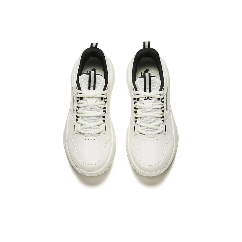 Anta Cushioning Anti Slip And Wear Resistant Low Top Casual Shoes Men's White Black-2