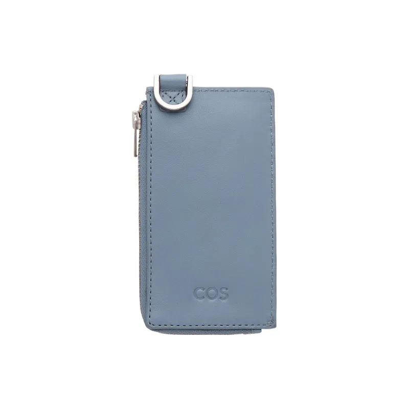 COS Cow Leather Card Clip Card Holder Regular Women's Light Blue-1