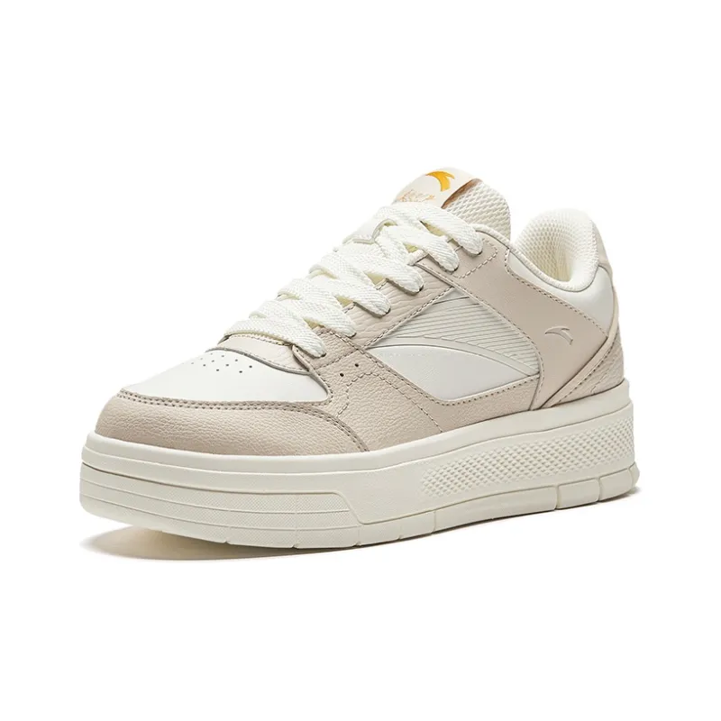 Anta Muffins Cushioning Wear Resistant Low Top Skateboard Shoes Women's White Brown-1
