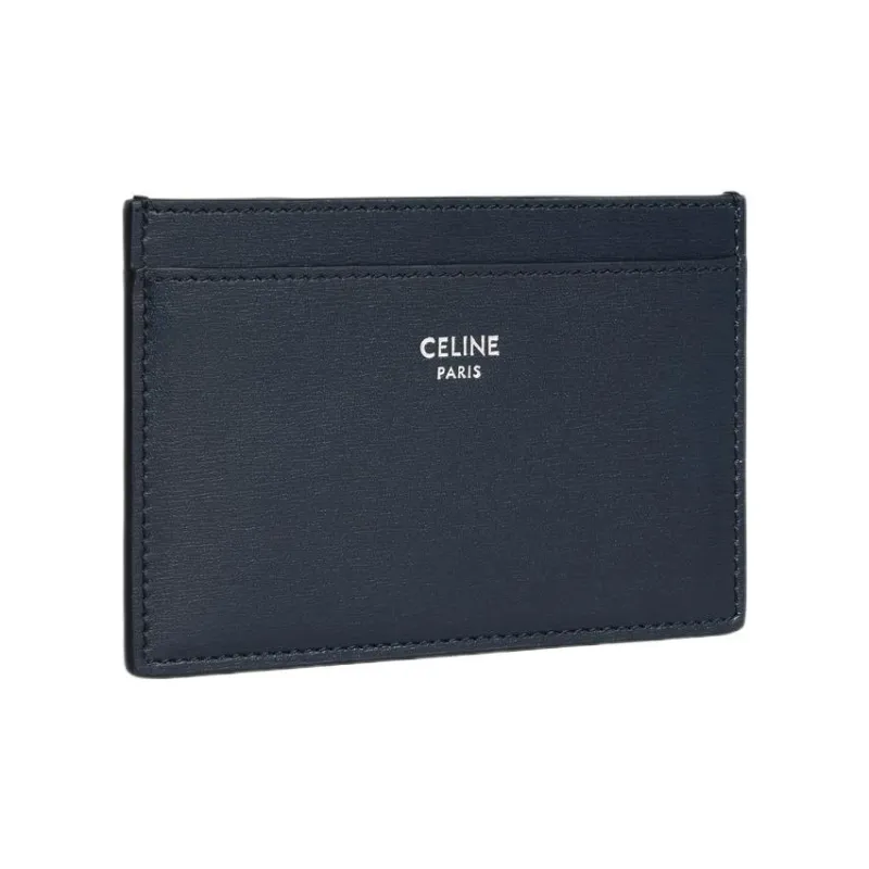CELINE Shiny Calfskin Card Holder Regular Men's Blue-1