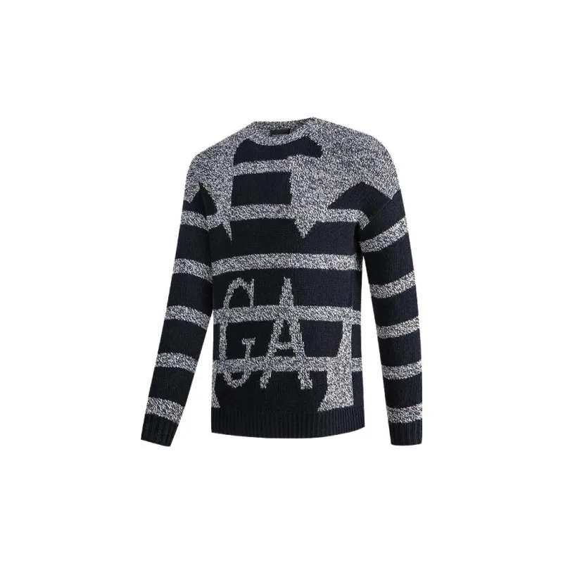 EMPORIO ARMANI Logo Intarsia Knit Crewneck Jumper-3