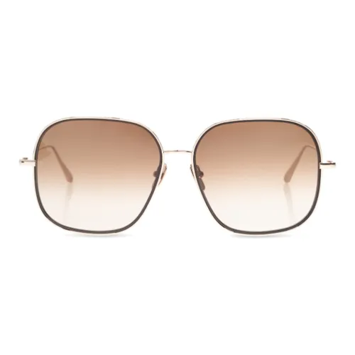 Linda Farrow Titanium Irregular Shape Sunglasses Women's Rose Gold