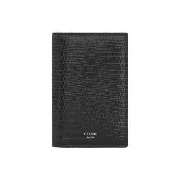 CELINE Lizard Embossed Calfskin Card Holder Regular Men's Black