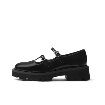 CHARLES&KEITH Mary Jane Shoes Women's Low Top Black Box Black/Chalk White/Burgundy Wine Red