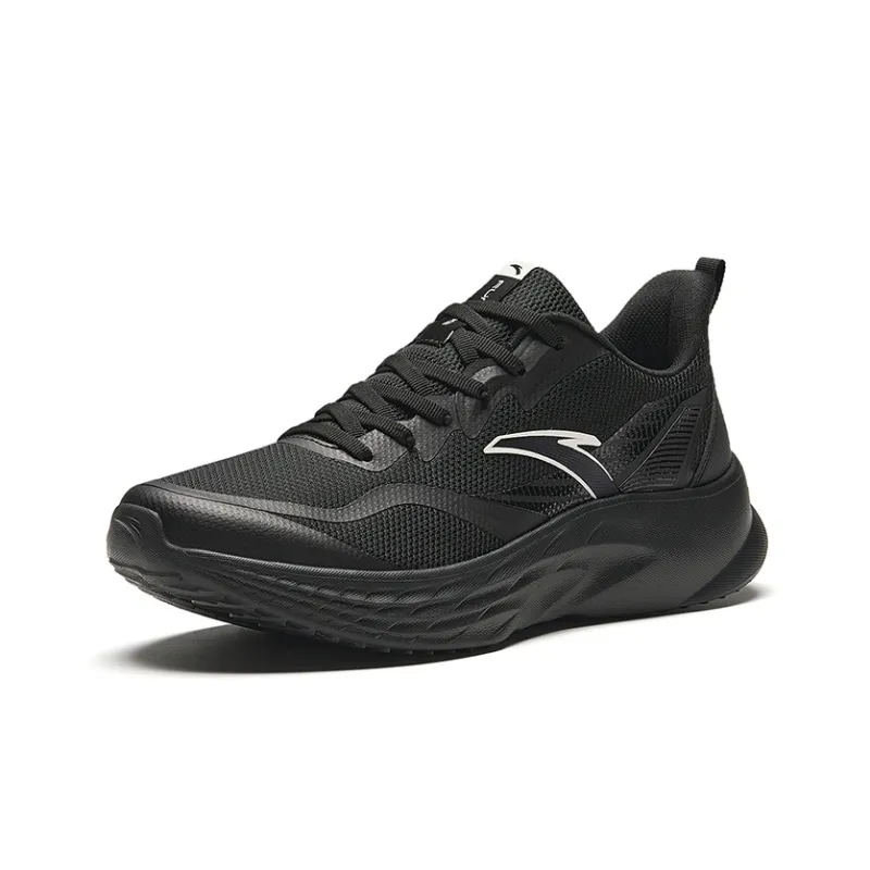 Anta Cushioned Slip Resistant Abrasion Resistant Breathable Low Top Running Shoes Men's Black-1