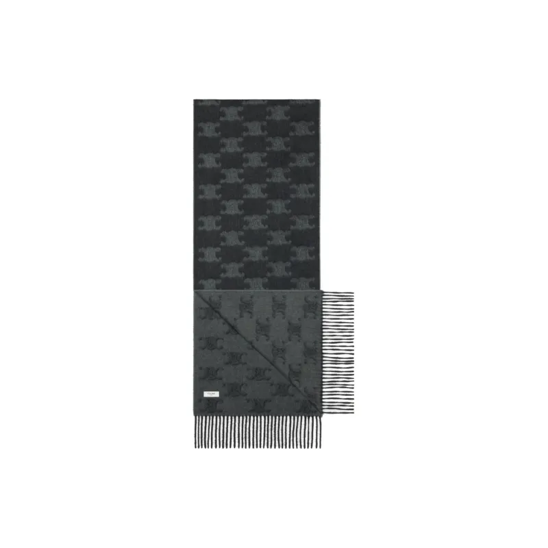 CELINE Fringed Scarf In Monogram Cashmere-1
