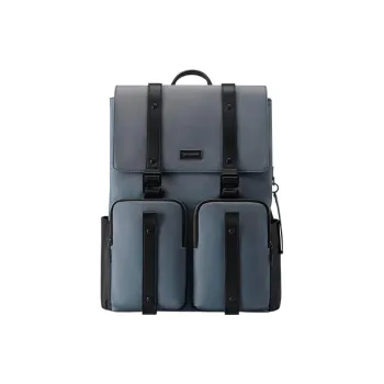 SAMSONITE Fabric With Cow Leather Backpack Regular Men's Blue