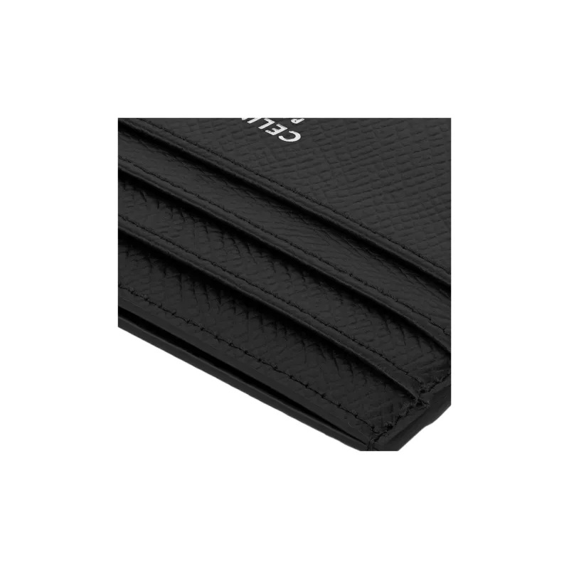 CELINE Grain Cow Leather Card Holder Large Size Men's Black-3