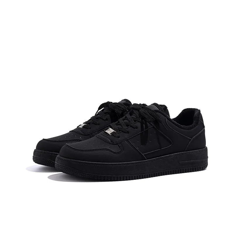 HUANQIU Height Increasing Low Top Skateboard Shoes Men's All Black-3