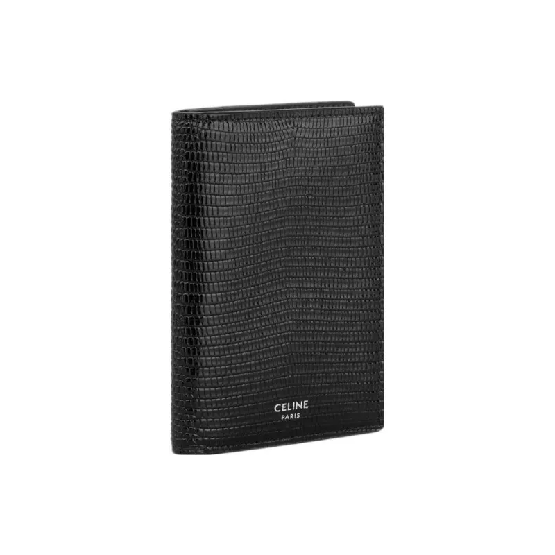 CELINE Lizard Embossed Calfskin Card Holder Regular Men's Black-1
