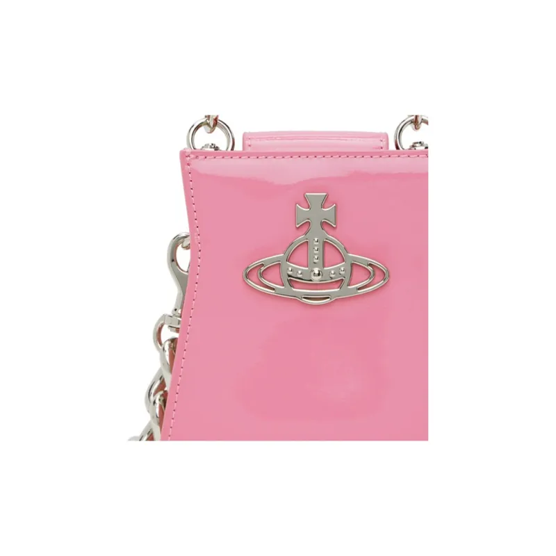 Vivienne Westwood Calfskin Shoulder Bag Crossbody Bag Handbag Small Size Women's Pink-3