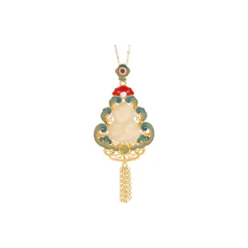 Yi Zhen Ge Hetian Jade 925 Silver Pendants Women's Pale Greenish-White Jade