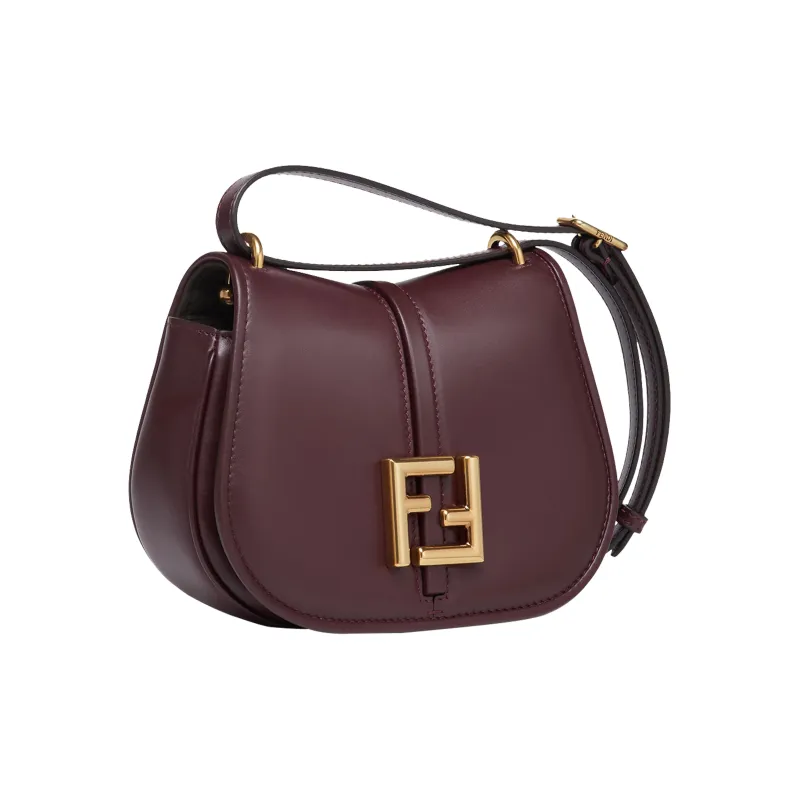 FENDI Calfskin Shoulder Bag, Crossbody Bag Mini Women's Burgundy-1