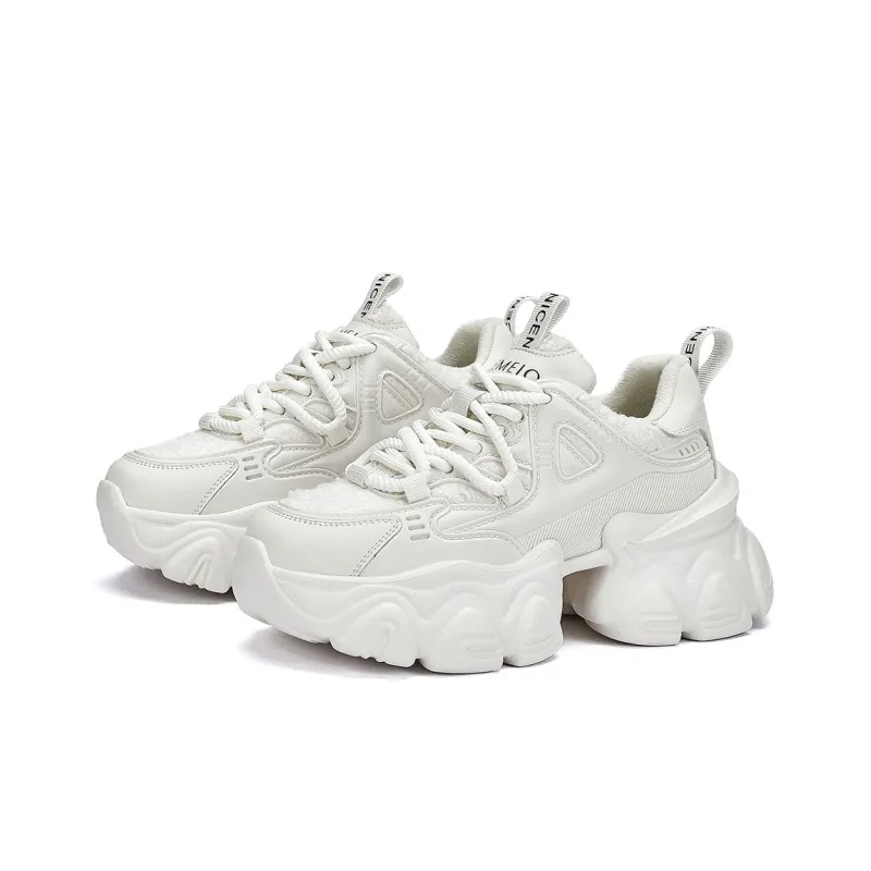 GEMEIQ Cushioning Abrasion Resistant Coverage Height Increasing Low Top Chunky Sneakers With EVA Outsole 8cm Women's-9