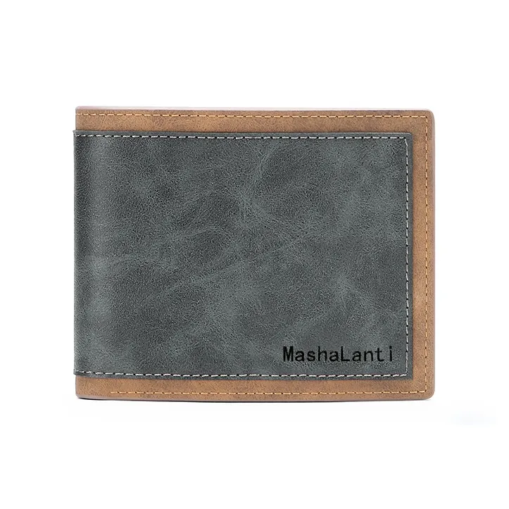 MashaLanti Synthetic Leather Card Holder Wallet Regular Men's Gray With Coffee-1