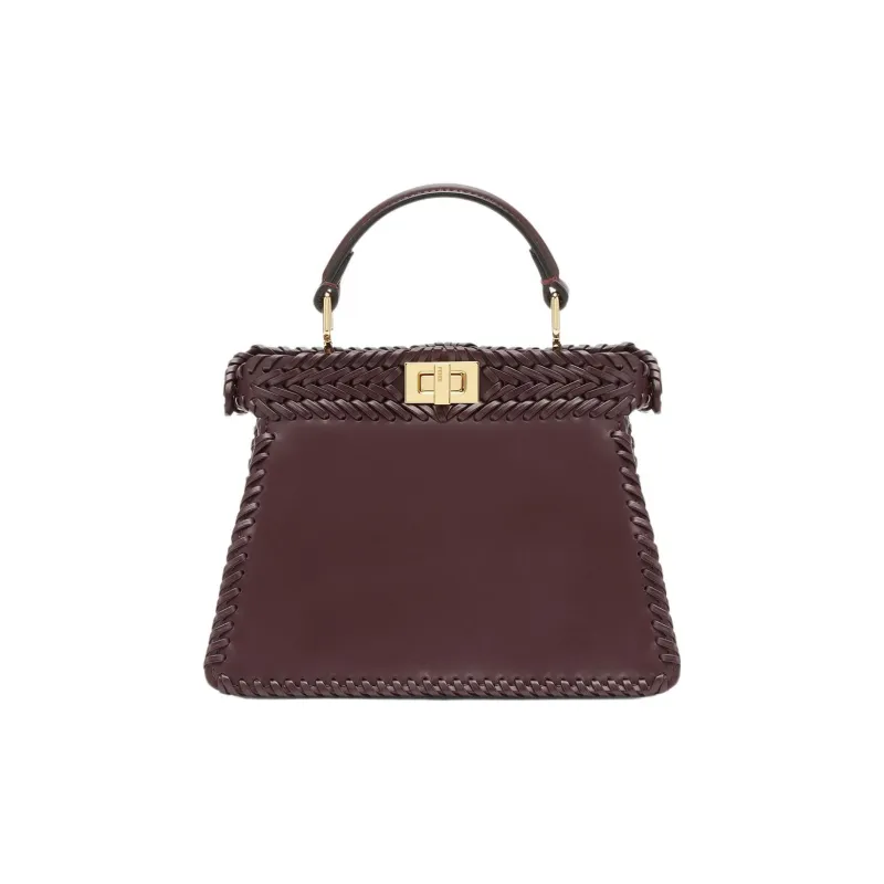 FENDI Peekaboo ISeeU Calfskin Shoulder Bag Crossbody Bag Handbag Regular Women's Burgundy-2