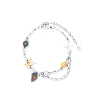 LOUIS VUITTON Shell Metal Bracelets Unisex Silver